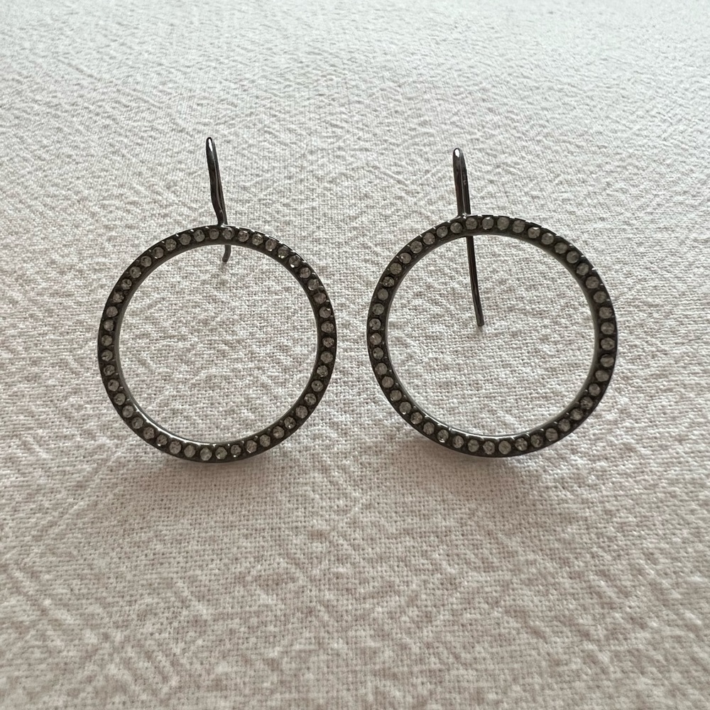 Gunmetal CZ hoop earrings